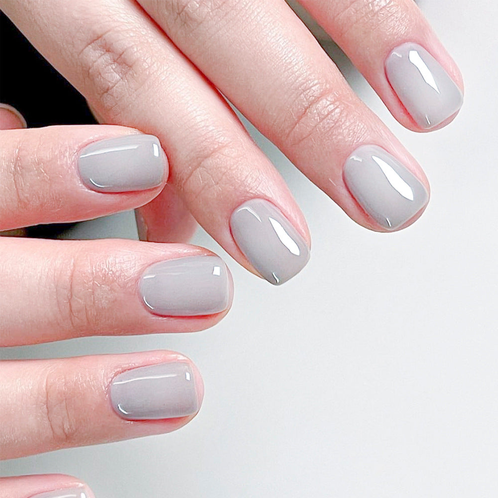 Press On Nails Squoval Short Glossy Natural Fake Nails Full Cover Reusable Nail Kit Easy Apply Salon Look Nails 64