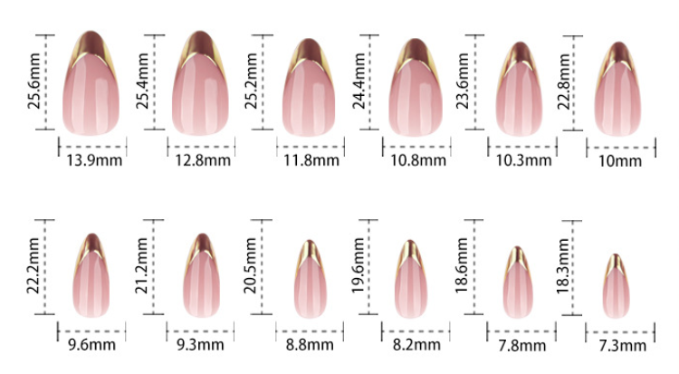 Nude Pink Press On Nails with Gold French Tip Slanted Design Glossy Almond Shape Elegant Minimal Luxury Full Cover False Nails Kit Reusable 120
