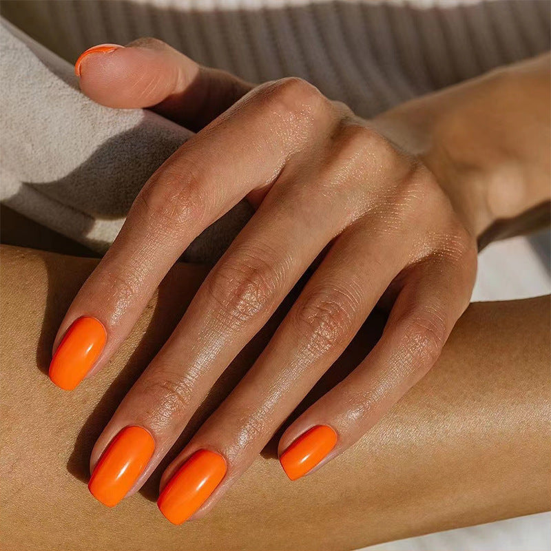 Press On Nails Short Glossy Fake Nails Natural Full Cover Reusable Nail Kit Easy Apply Durable Salon Look Nails 65
