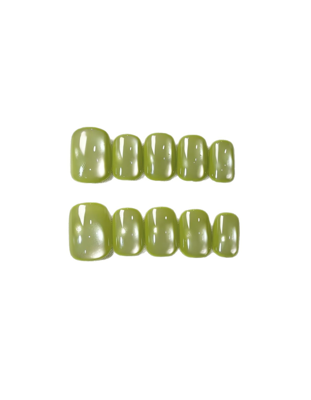 Avocado Green Press On Nails Squoval – Glossy Solid Color False Nails Reusable Nail Set 178