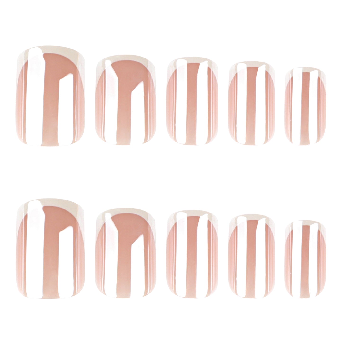 Nude French Tip Press On Nails Glossy Classic White Tips Natural Look Minimal Design Reusable Full Cover False Nails Kit Elegant Everyday Wear for Women 104