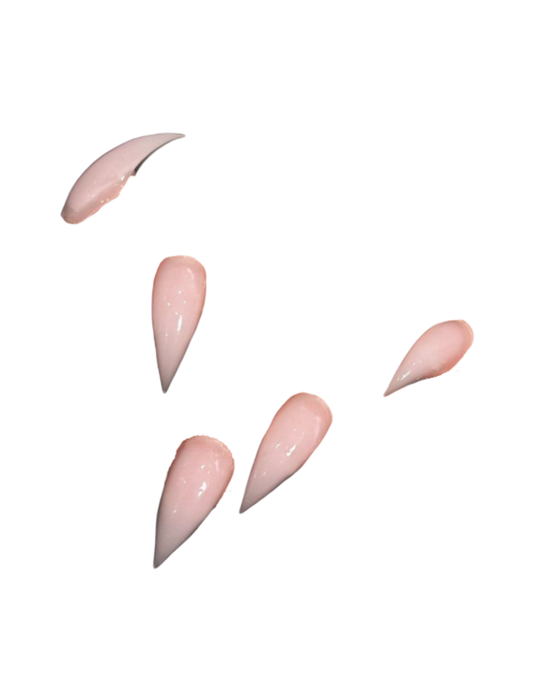 Nude Dragon Claw Press-On Nails – Curved Stiletto Nails with Sheer Jelly Gloss Finish | Minimal Reusable Statement Nail Set 291