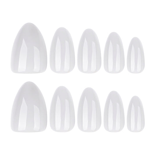 Glossy White Press On Nails Short Almond Full Cover Fake Nails Solid Color Minimalist Natural Look Reusable Acrylic Nails Kit Simple Everyday Nail Set for Women 151