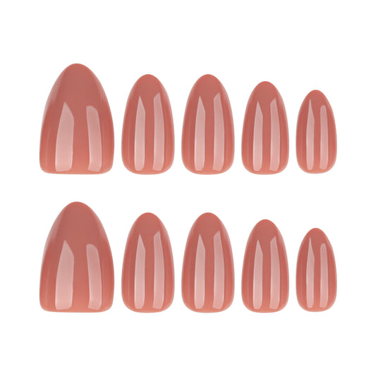 Peach Nude Press On Nails – Short Almond Glossy Solid Color Reusable Acrylic Nails 152