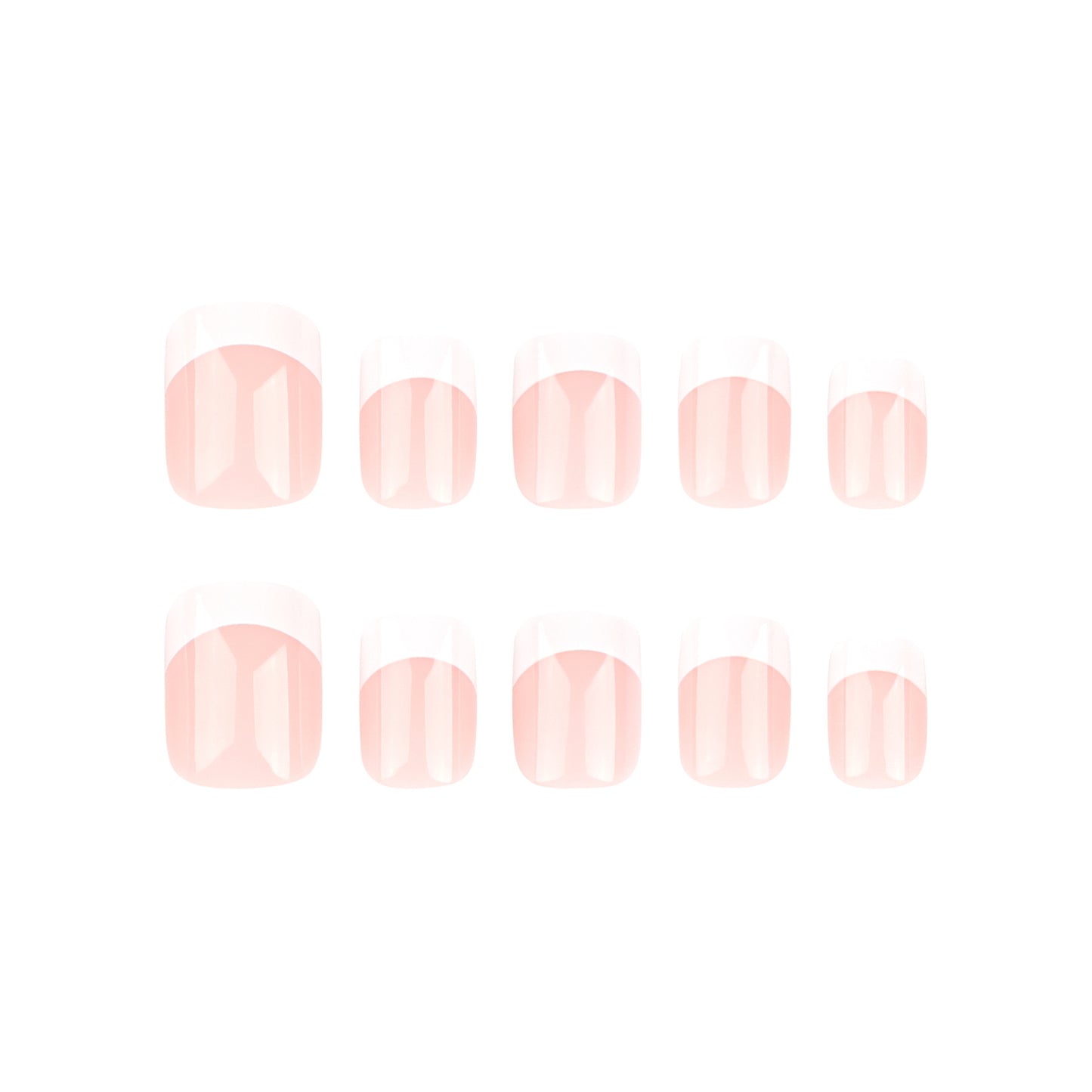 French Tip Press On Nails – Nude Pink White Short Squoval Minimalist Glossy Reusable Set, Classic Elegant Full Cover Nails 160