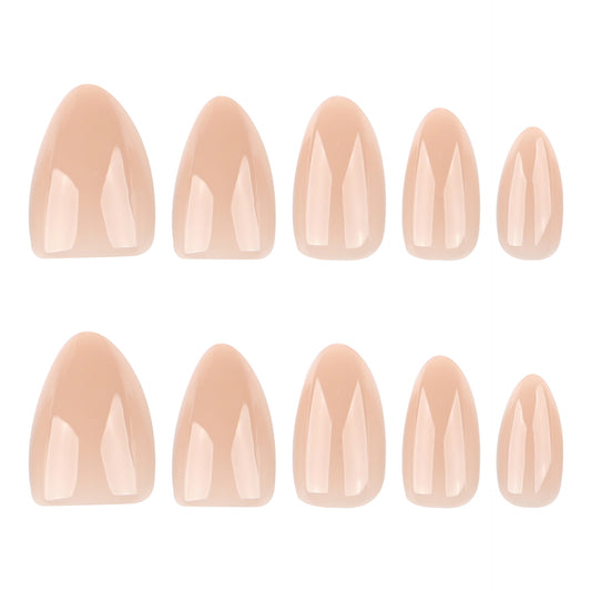 Nude Press On Nails Natural Sheer Look Glossy Almond Shape Minimal Clean Style Full Cover False Nails Kit Reusable Elegant Everyday Nails 122
