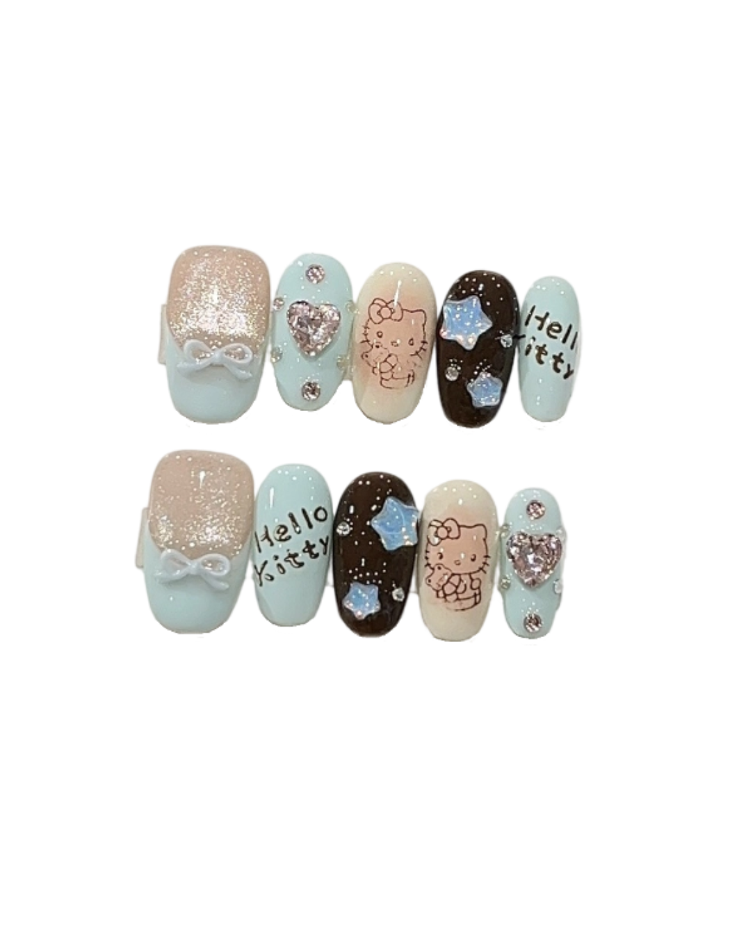 Rhinestone French Press-On Nails – Nude Pink & White Ombre Almond Bridal Nails with 3D Floral Accent | Elegant Reusable Wedding & Occasion Nail Set 239