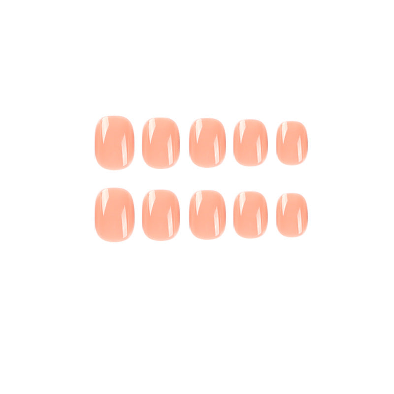 Press On Nails Glossy Short Natural Fake Nails Reusable Full Cover Nail Kit Easy Apply Durable Salon Look Nails 63