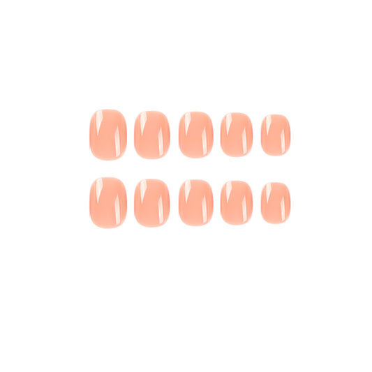 Press On Nails Glossy Short Natural Fake Nails Reusable Full Cover Nail Kit Easy Apply Durable Salon Look Nails 63