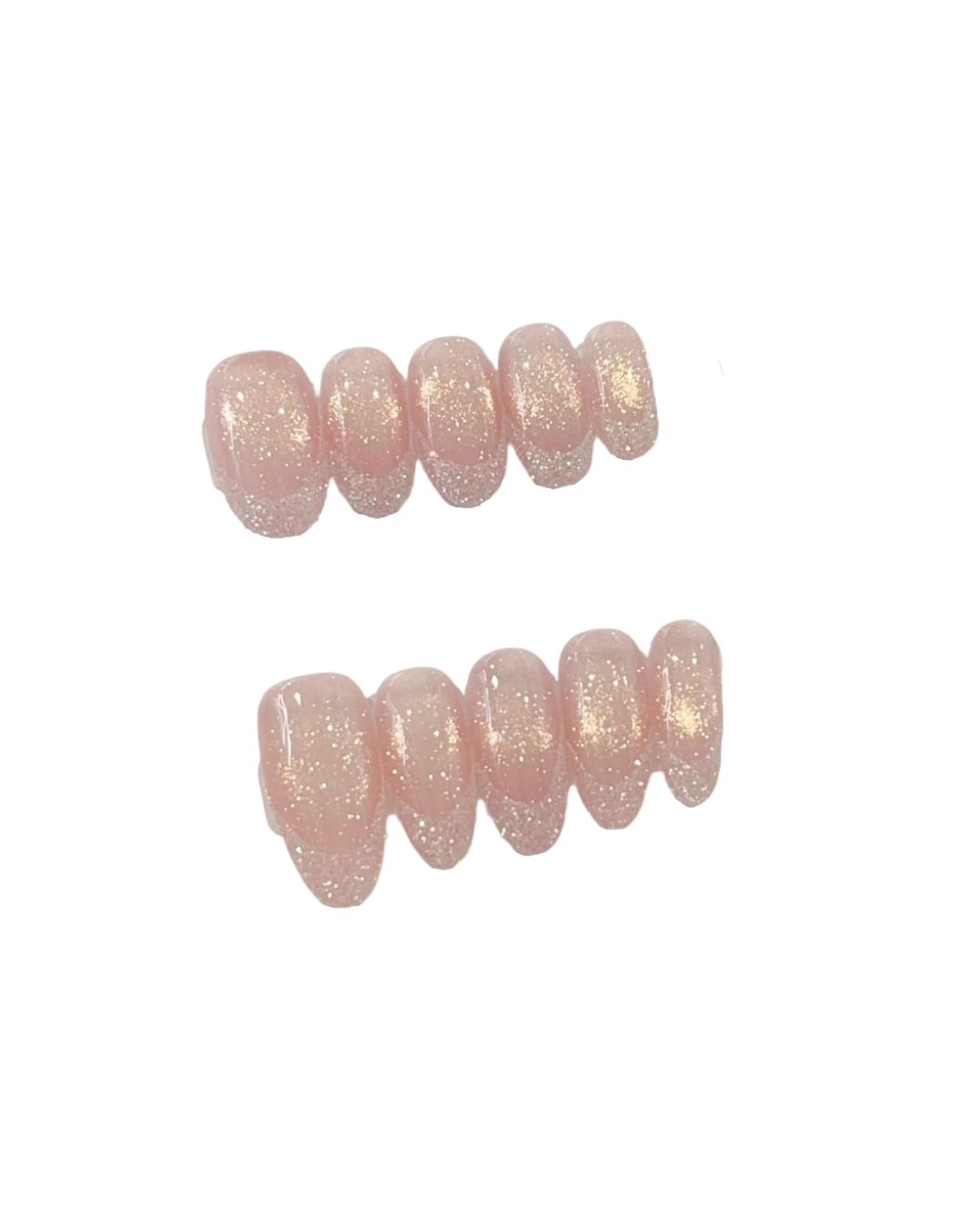Peach Glitter Ombre Press-On Nails – Oval Jelly Nails | Aurora Sparkle Gradient Reusable Nail Set 282