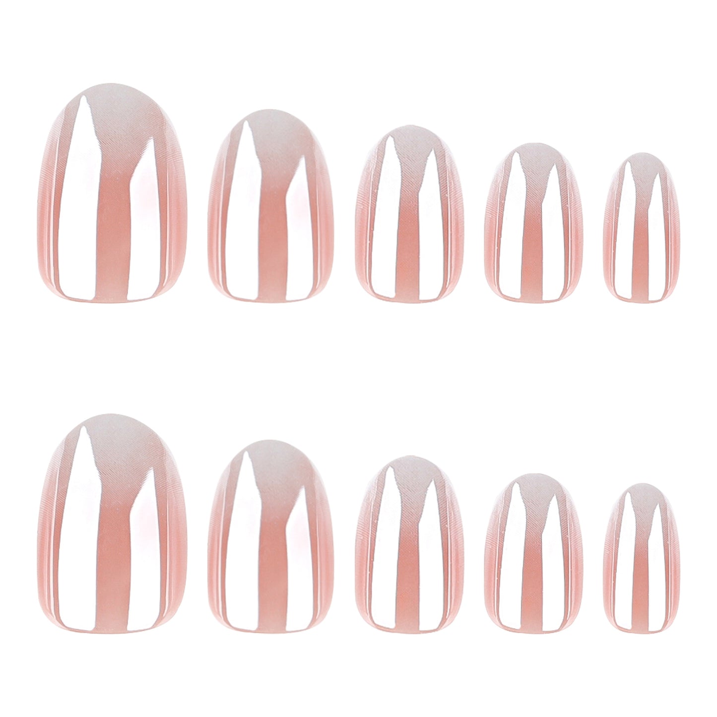 Nude Pink Gradient Press On Nails Glossy Natural Ombre Oval Shape Minimal Clean Girl Style Reusable Full Cover False Nails Kit Elegant Everyday Nails 107