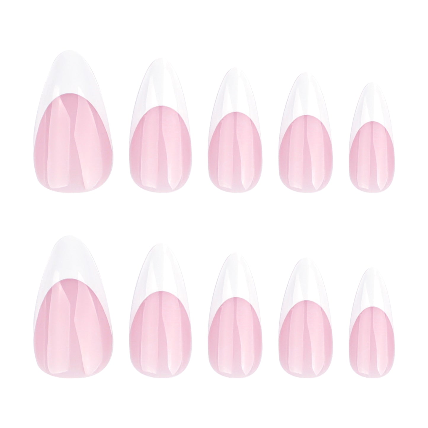 Nude Pink French Tip Press On Nails Almond Shape Glossy Classic White Tips Minimal Clean Girl Style Reusable Full Cover False Nails Kit Elegant Everyday Nails 103