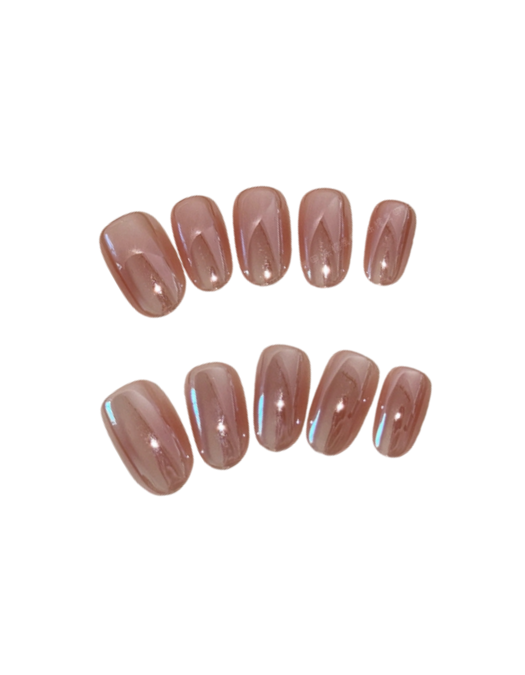 Pink Cat Eye Press-On Nails – Sheer Nude Pink Jelly Oval Nails | Minimal Magnetic Glass Effect Reusable Nail Set 286