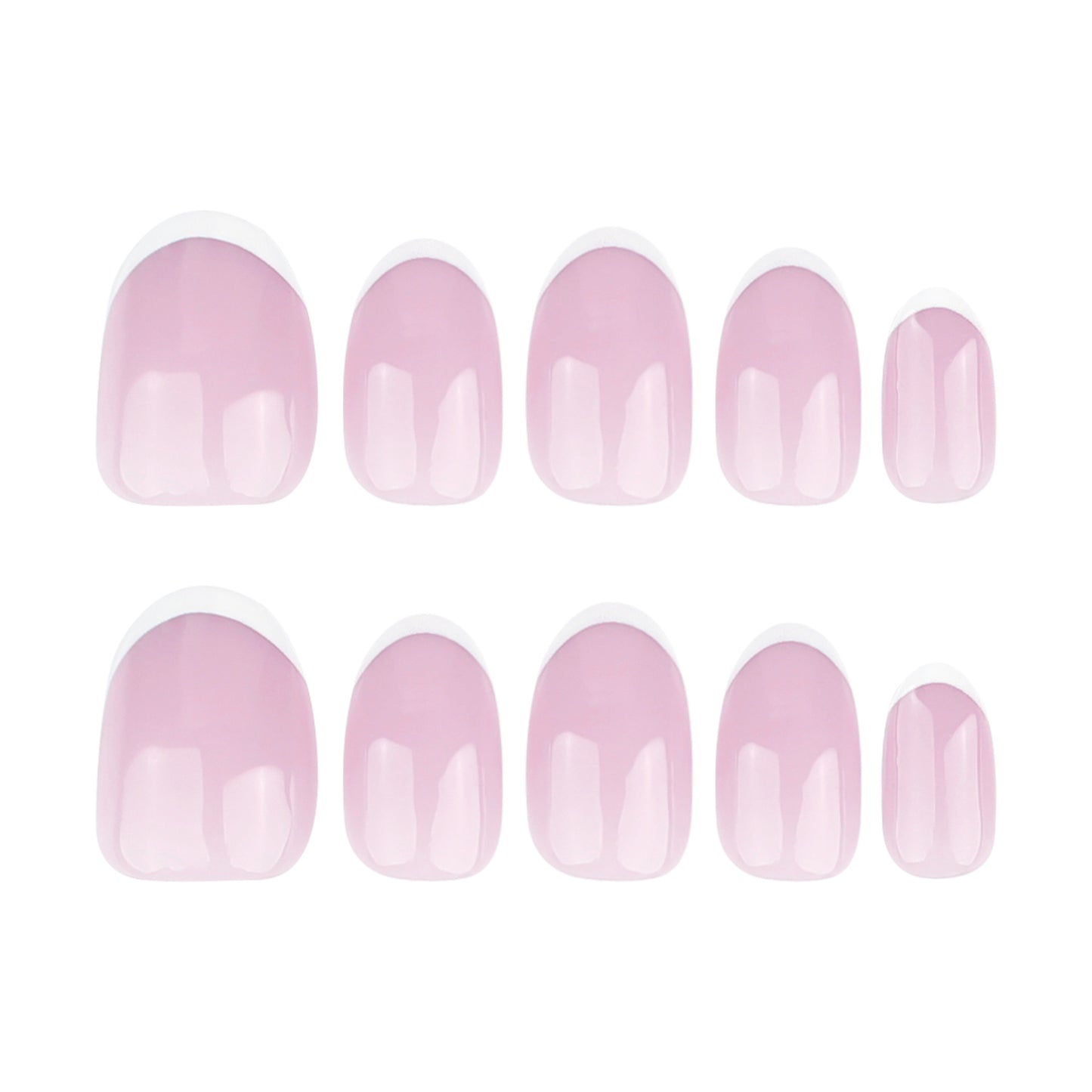 Nude Pink French Tip Press On Nails Round Shape Glossy Classic White Tips Natural Minimal Design Reusable Full Cover False Nails Kit Elegant Everyday Wear 108