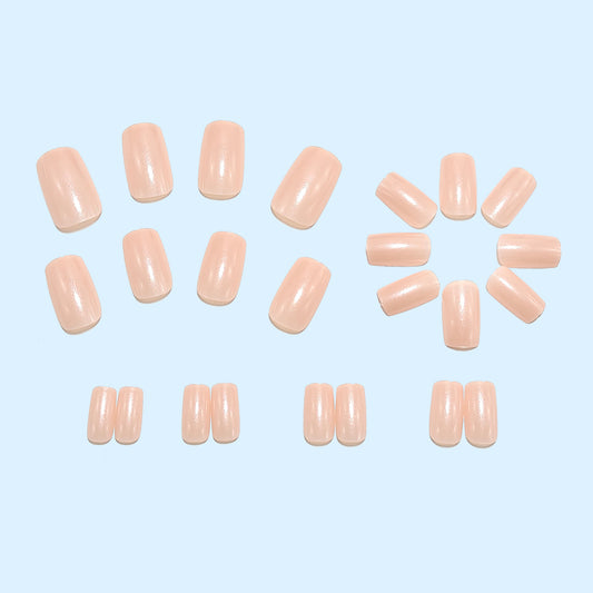 Nude Pink Press On Nails Short Square Natural Glossy Reusable Glue On Fake Nails Minimal Everyday Nail Set 47