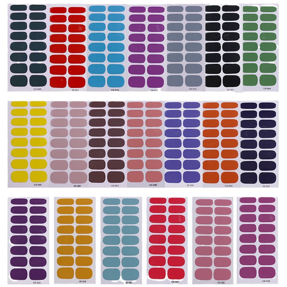 Solid Color Nail Wraps Press On Nail Stickers Multi Color DIY Glossy Nail Strips Full Cover Self Adhesive Nail Art Set 60
