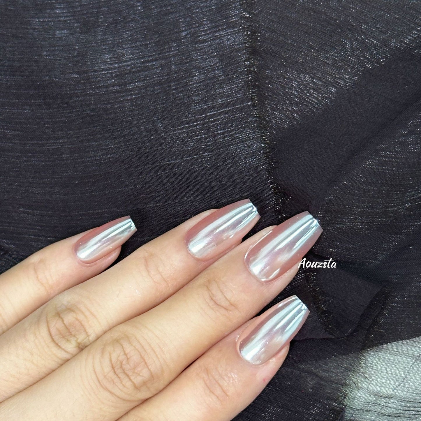 Rose Gold Mirror Metallic Press On Nails – Short Almond Glossy Reusable Acrylic Nails 15