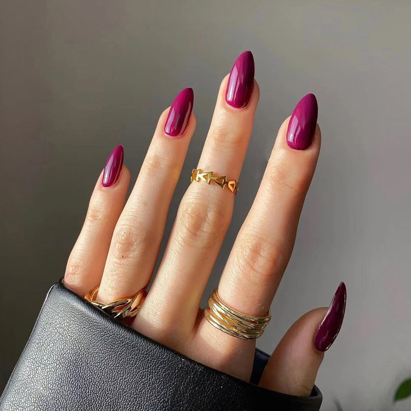 Press On Nails Multi Color Set Glossy Fake Nails Medium Length Reusable Glue On Nails Red Blue Brown Green Nail Set 61