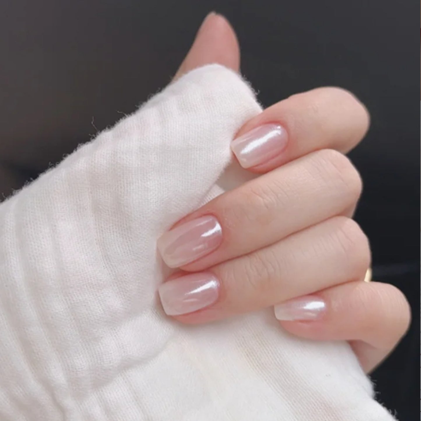 Nude Pink Press On Nails Short Square Natural Glossy Reusable Glue On Fake Nails Minimal Everyday Nail Set 47