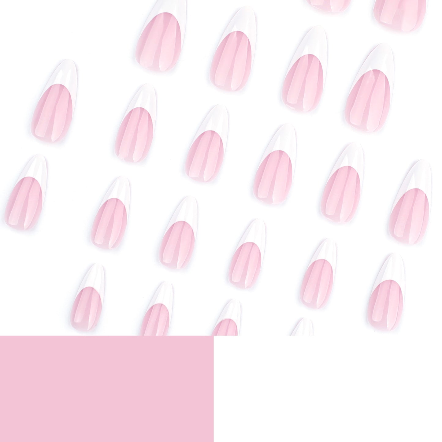 Nude Pink French Tip Press On Nails Almond Shape Glossy Classic White Tips Minimal Clean Girl Style Reusable Full Cover False Nails Kit Elegant Everyday Nails 103