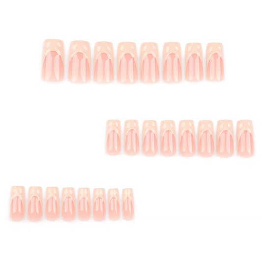3D Nude Pink Press On Nails Long Coffin Embossed Feather Petal Glossy Reusable Glue On 21