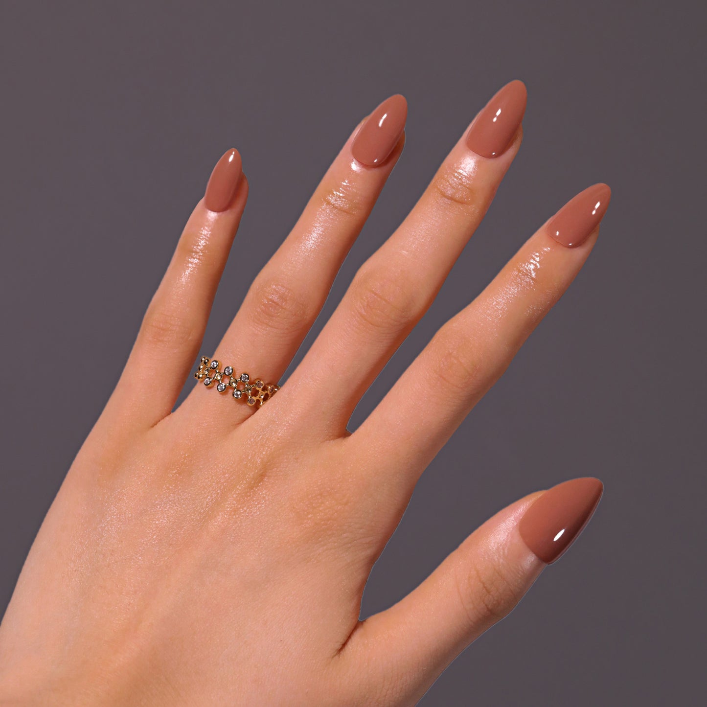 Peach Nude Press On Nails – Short Almond Glossy Solid Color Reusable Acrylic Nails 152