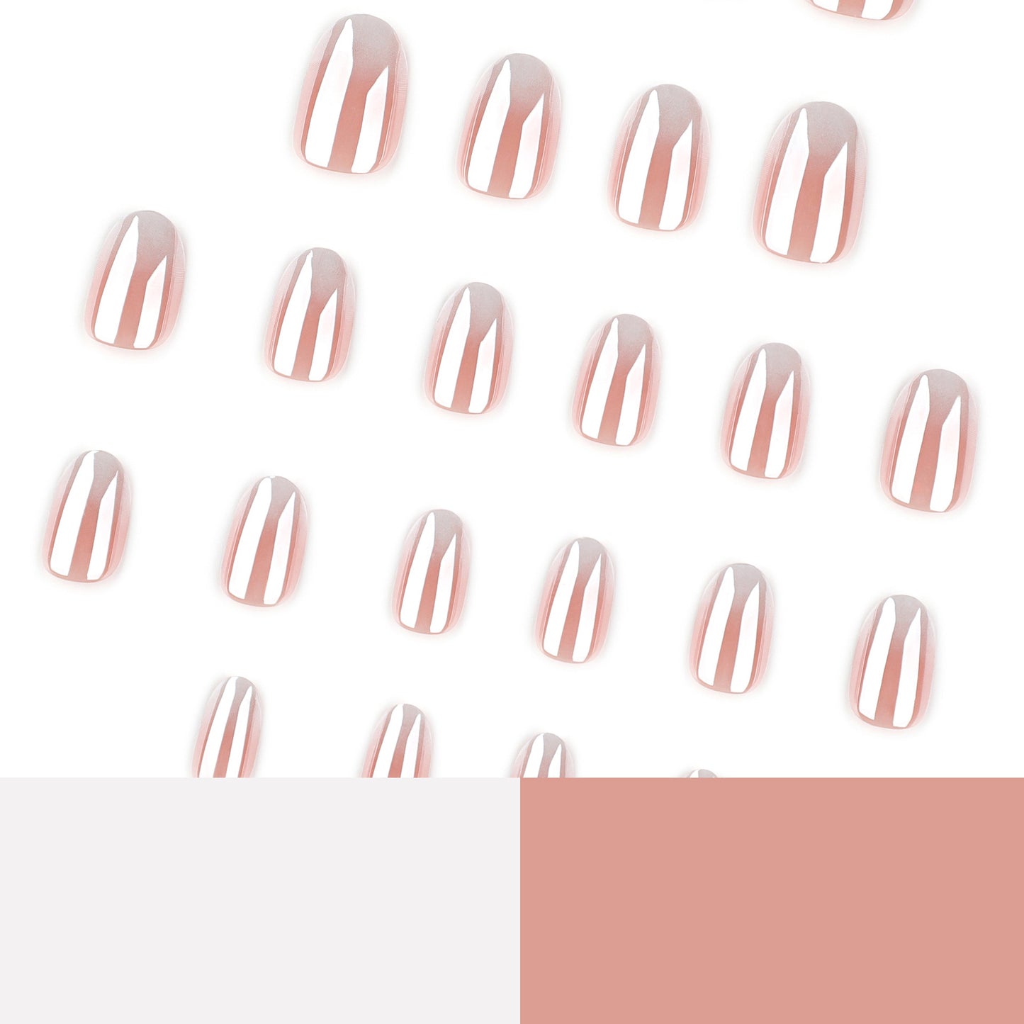 Nude Pink Gradient Press On Nails Glossy Natural Ombre Oval Shape Minimal Clean Girl Style Reusable Full Cover False Nails Kit Elegant Everyday Nails 107
