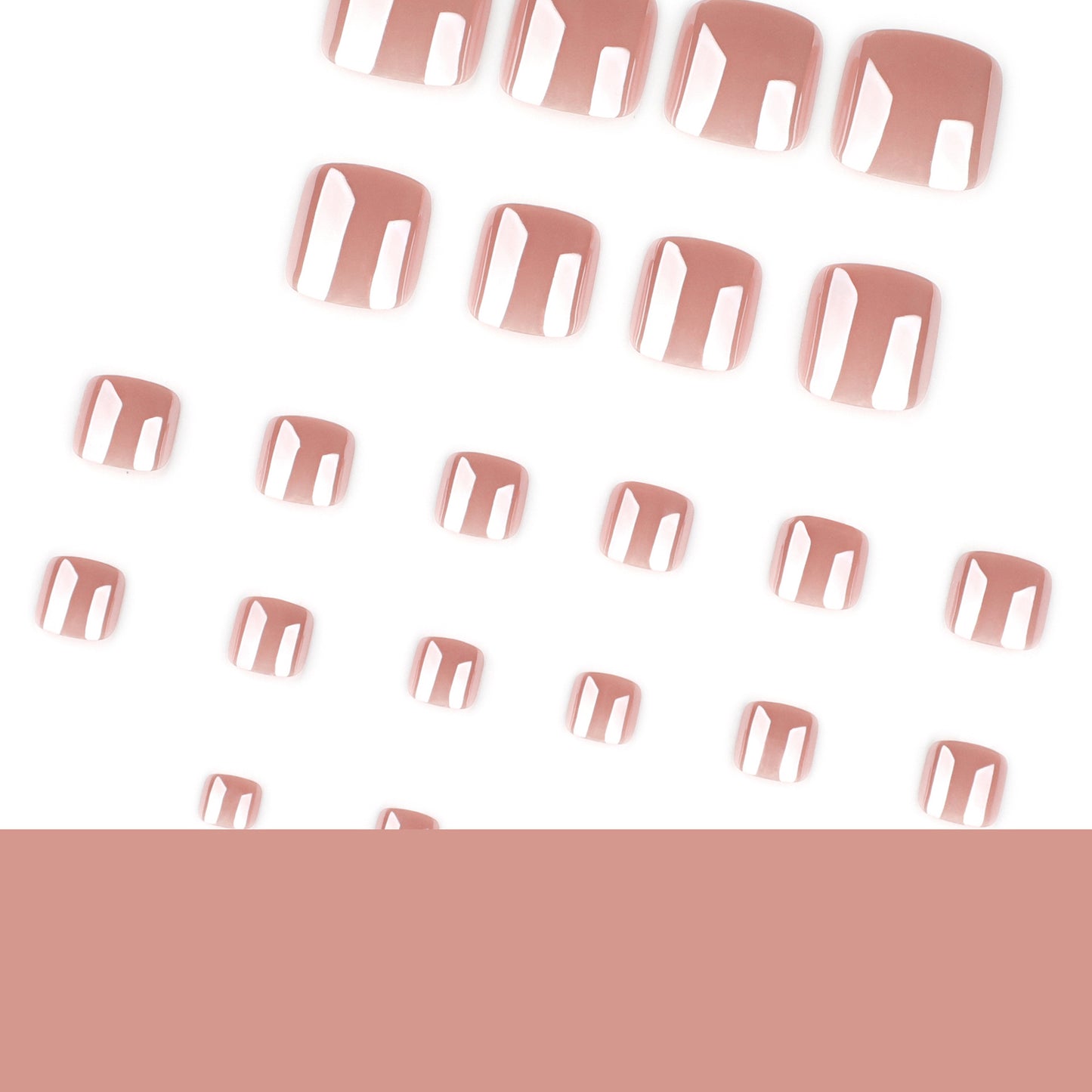 Nude Pink Press On Toenails Glossy Solid Color Short Squoval Shape Natural Minimal Design Reusable Full Cover False Toe Nails Kit Elegant Everyday Pedicure 110