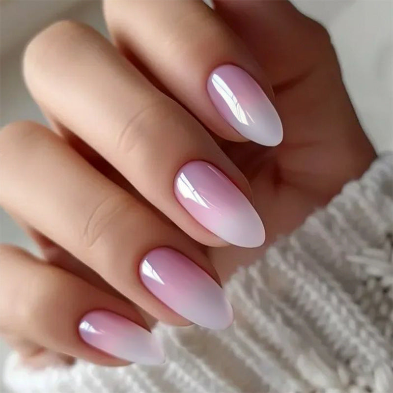 Pink Purple Ombre Press On Nails Short Oval Glossy Gradient Full Cover Fake Nails Natural Jelly Look Reusable Acrylic Nails Kit Soft Feminine Everyday Nail Set 150