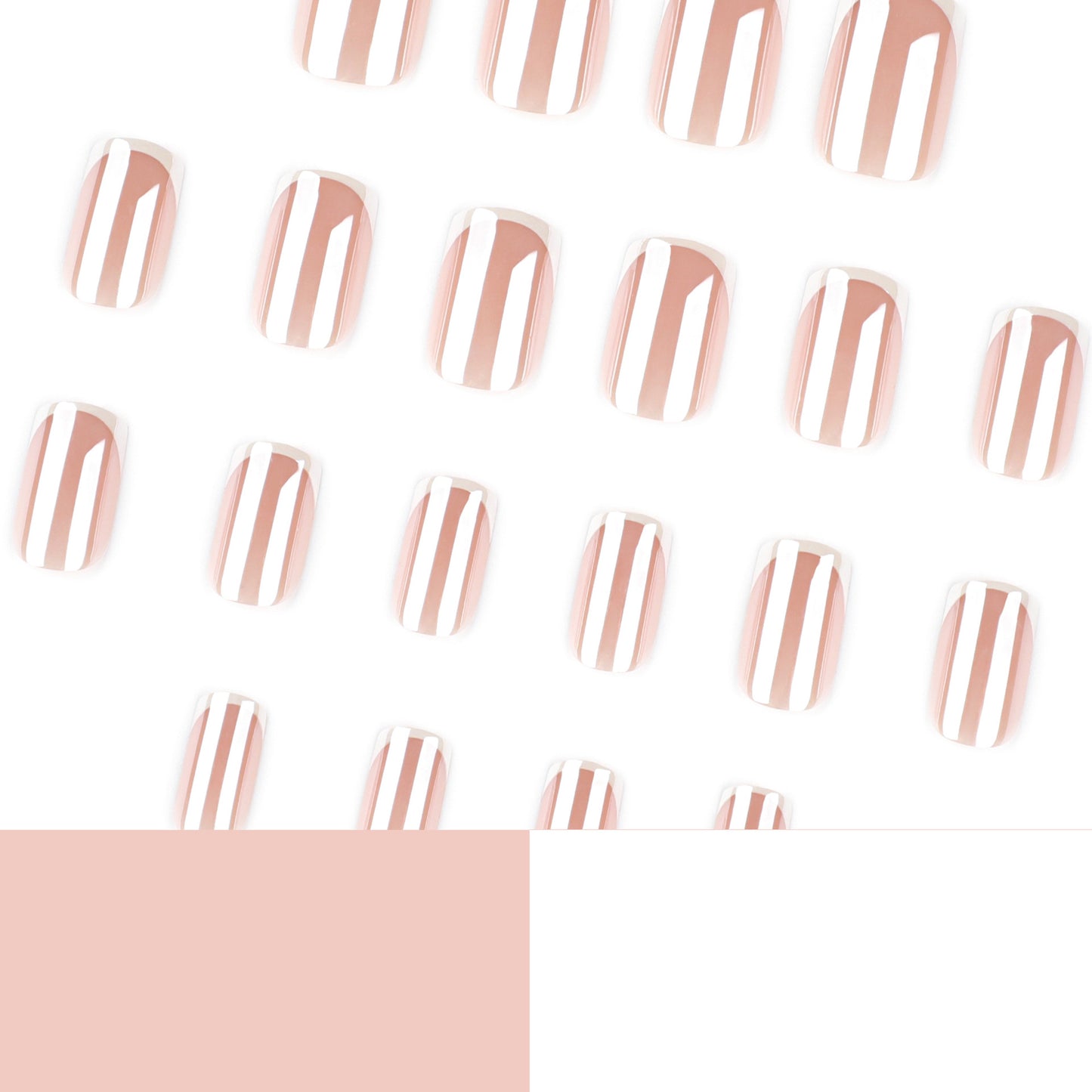 Nude French Tip Press On Nails Glossy Classic White Tips Natural Look Minimal Design Reusable Full Cover False Nails Kit Elegant Everyday Wear for Women 104