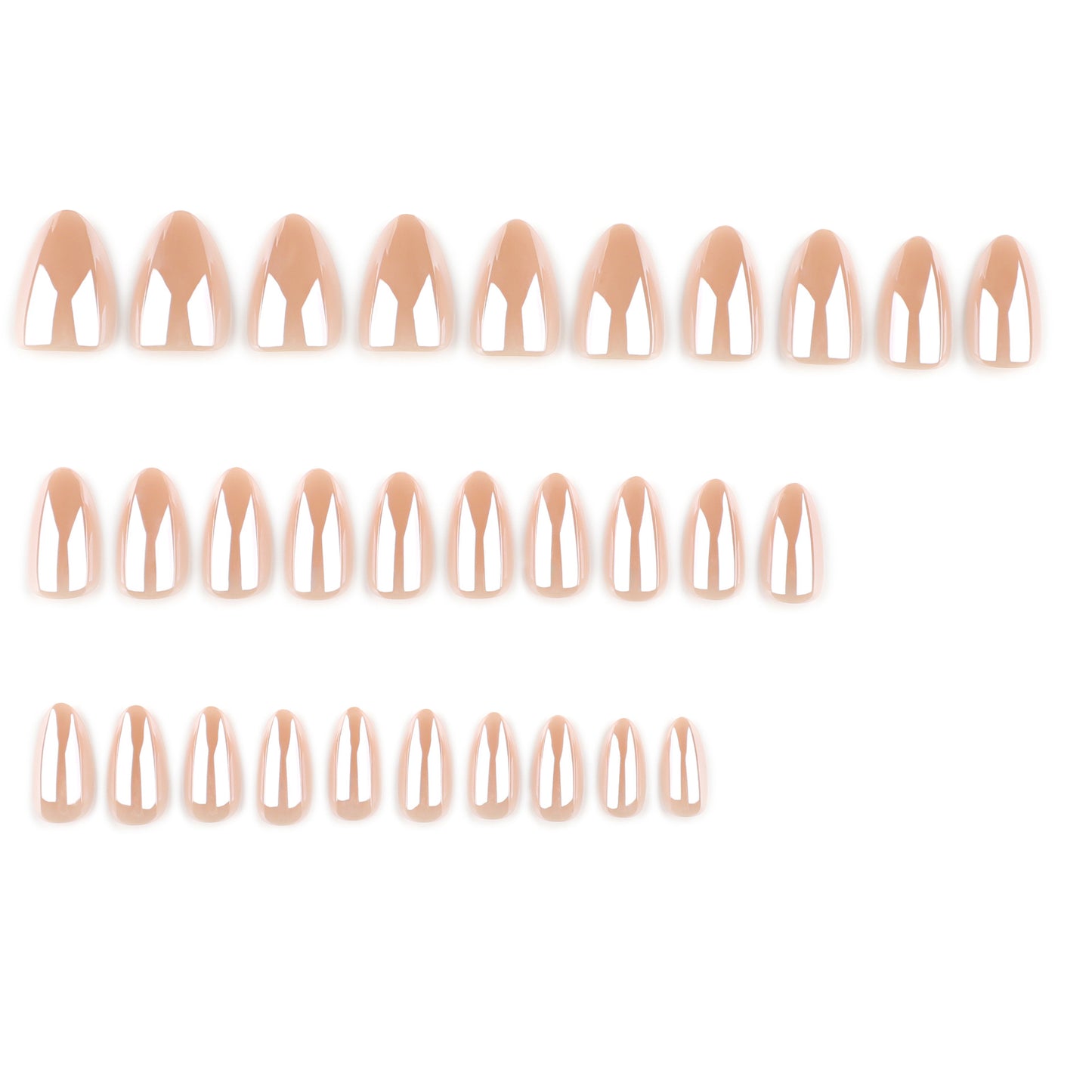 Aurora Nude Press On Nails Almond Semi-Transparent Pearl Shimmer Reusable Glue On 17
