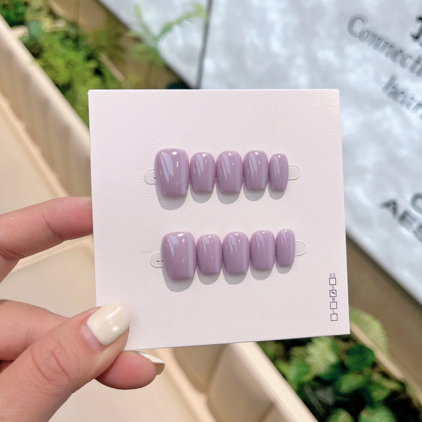 Lavender Purple Press-On Nails – Short Squoval Solid Color Nails with Glossy Finish | Minimal Reusable Nail Set 301