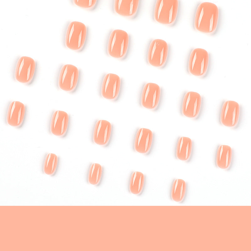 Press On Nails Glossy Short Natural Fake Nails Reusable Full Cover Nail Kit Easy Apply Durable Salon Look Nails 63