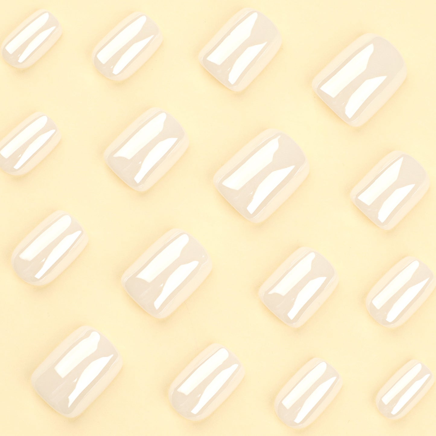 Press On Nails Milky White Natural Glossy Short Oval Fake Nails Nude Clean Girl Minimalist Nails Reusable Full Cover Stick On Nails for Women Everyday Office Wedding 77