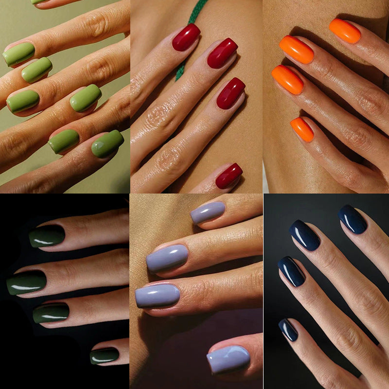 Press On Nails Short Glossy Fake Nails Natural Full Cover Reusable Nail Kit Easy Apply Durable Salon Look Nails 65