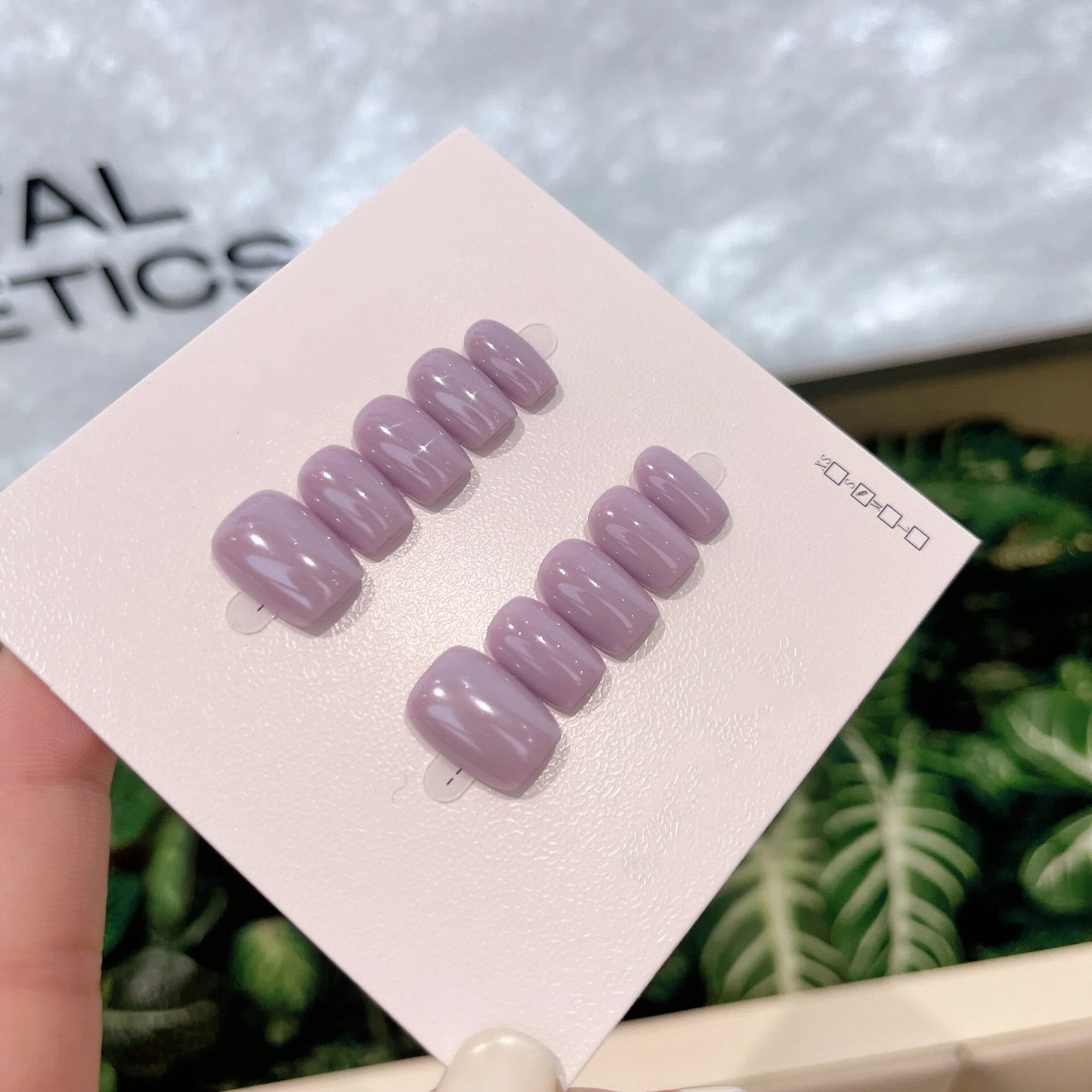 Lavender Purple Press-On Nails – Short Squoval Solid Color Nails with Glossy Finish | Minimal Reusable Nail Set 301
