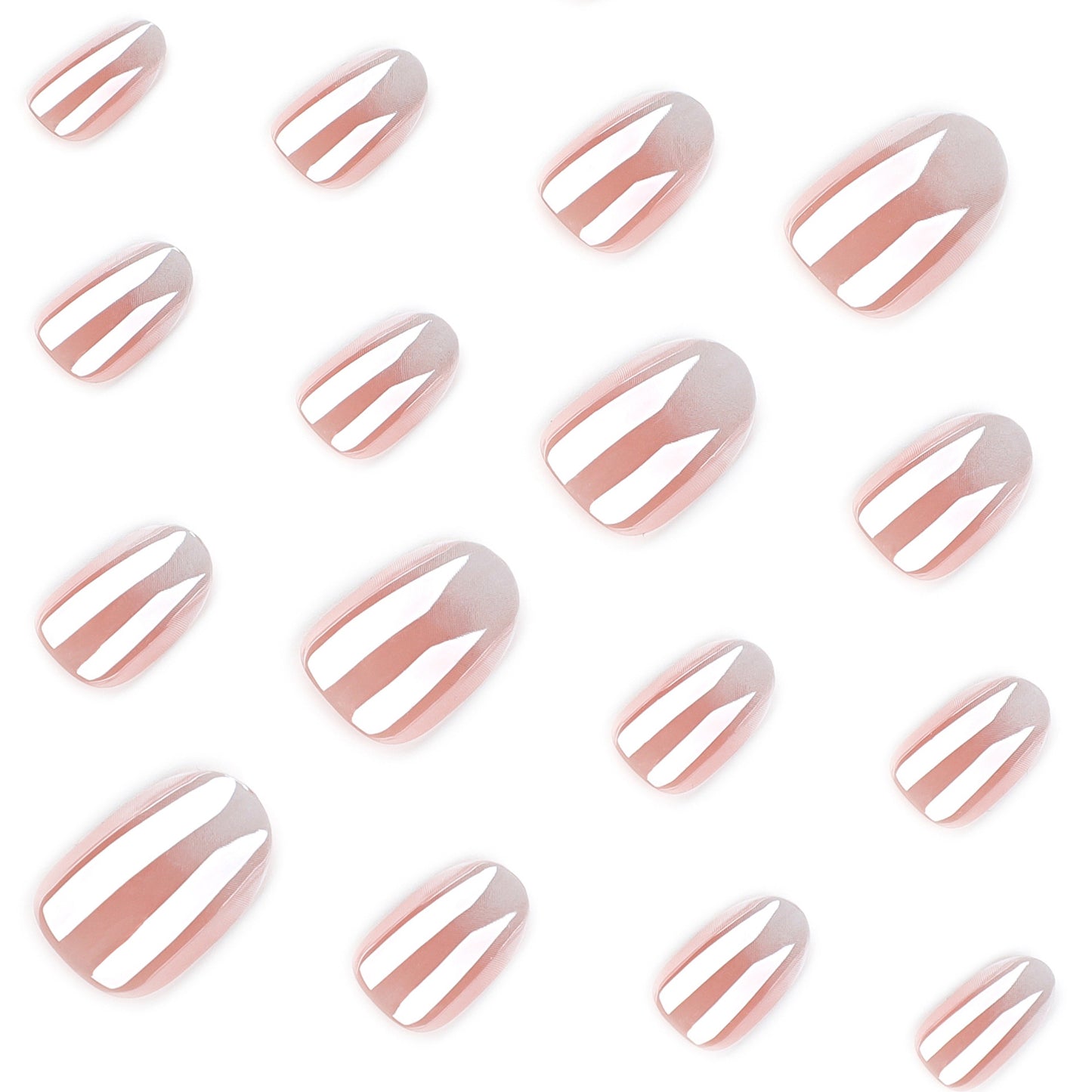 Nude Pink Gradient Press On Nails Glossy Natural Ombre Oval Shape Minimal Clean Girl Style Reusable Full Cover False Nails Kit Elegant Everyday Nails 107