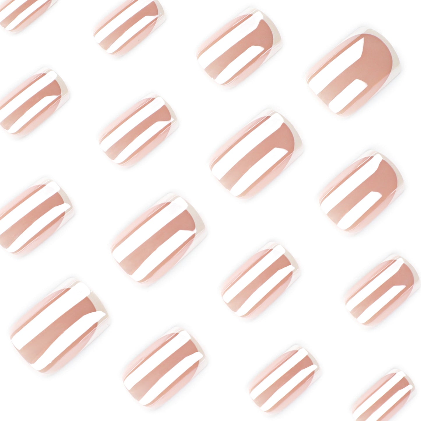 Nude French Tip Press On Nails Glossy Classic White Tips Natural Look Minimal Design Reusable Full Cover False Nails Kit Elegant Everyday Wear for Women 104