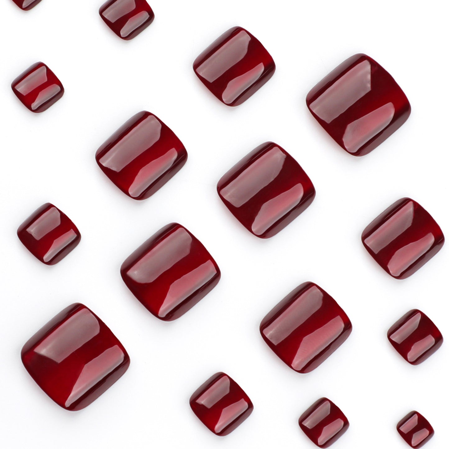 Wine Red Press On Toenails Glossy Solid Color Short Square Shape Reusable Full Cover False Toe Nails Kit Classic Elegant Pedicure Nails for Women 96