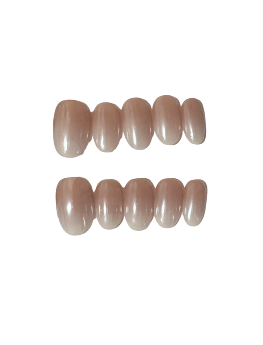 Nude Cat Eye Press-On Nails – Aurora Glazed Oval Nude Nails | Minimalist Reusable Nail Set 262