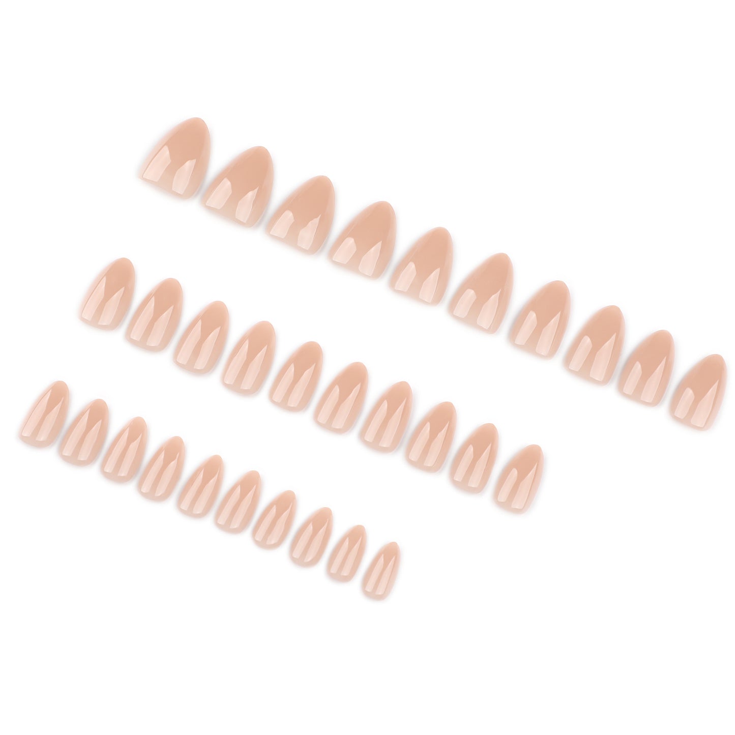Nude Press On Nails Natural Sheer Look Glossy Almond Shape Minimal Clean Style Full Cover False Nails Kit Reusable Elegant Everyday Nails 122