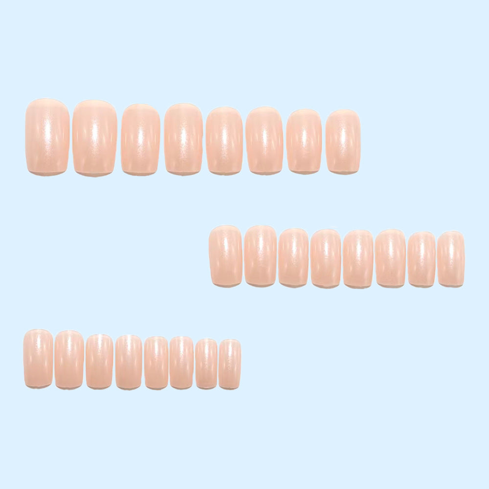 Nude Pink Press On Nails Short Square Natural Glossy Reusable Glue On Fake Nails Minimal Everyday Nail Set 47