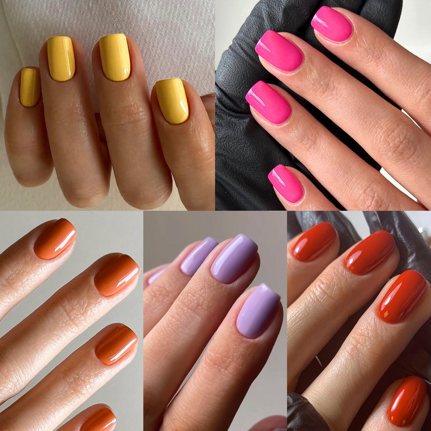 Press On Nails Squoval Short Glossy Natural Fake Nails Full Cover Reusable Nail Kit Easy Apply Salon Look Nails 64