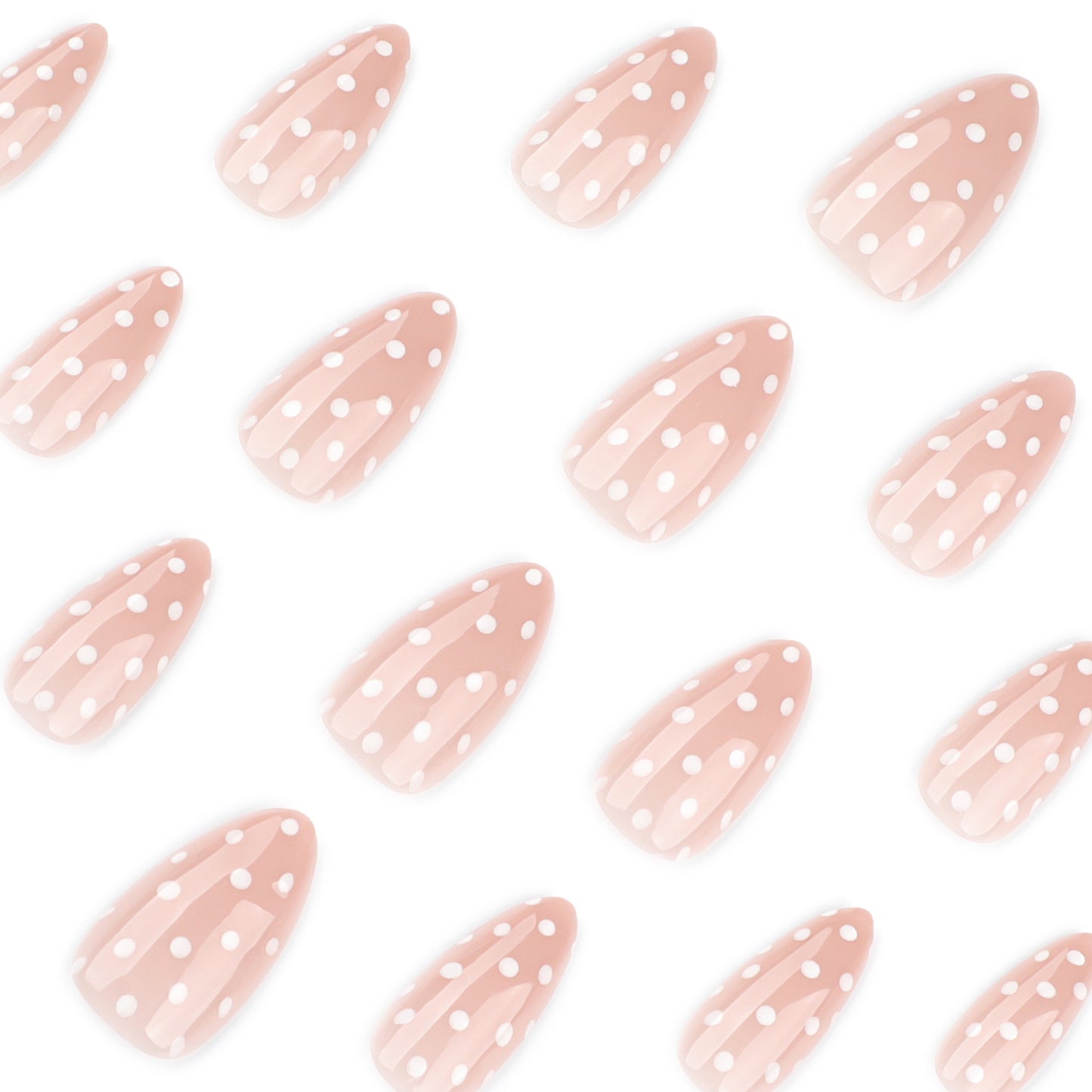 Press On Nails Nude Pink Polka Dot French Tip Minimalist Cute Nails Short Oval Glossy Fake Nails Natural Clean Girl Aesthetic Nails Reusable Full Cover Nails for Women Everyday Office 82