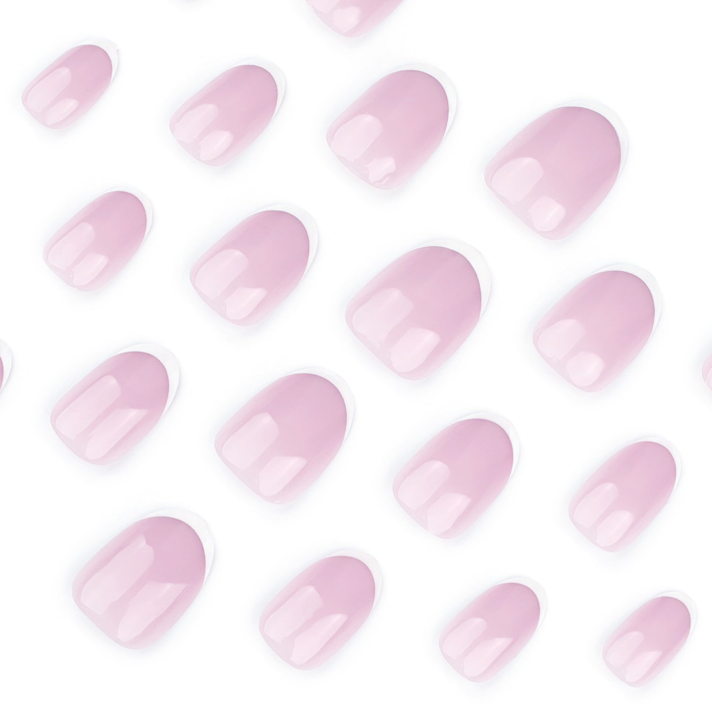 Nude Pink French Tip Press On Nails Round Shape Glossy Classic White Tips Natural Minimal Design Reusable Full Cover False Nails Kit Elegant Everyday Wear 108