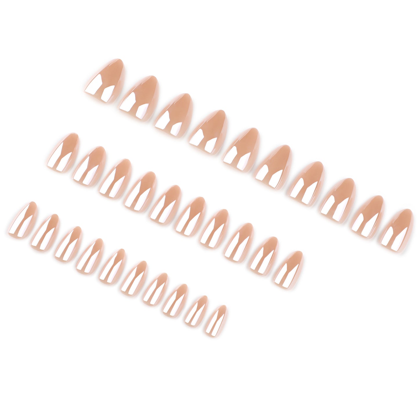 Aurora Nude Press On Nails Almond Semi-Transparent Pearl Shimmer Reusable Glue On 17