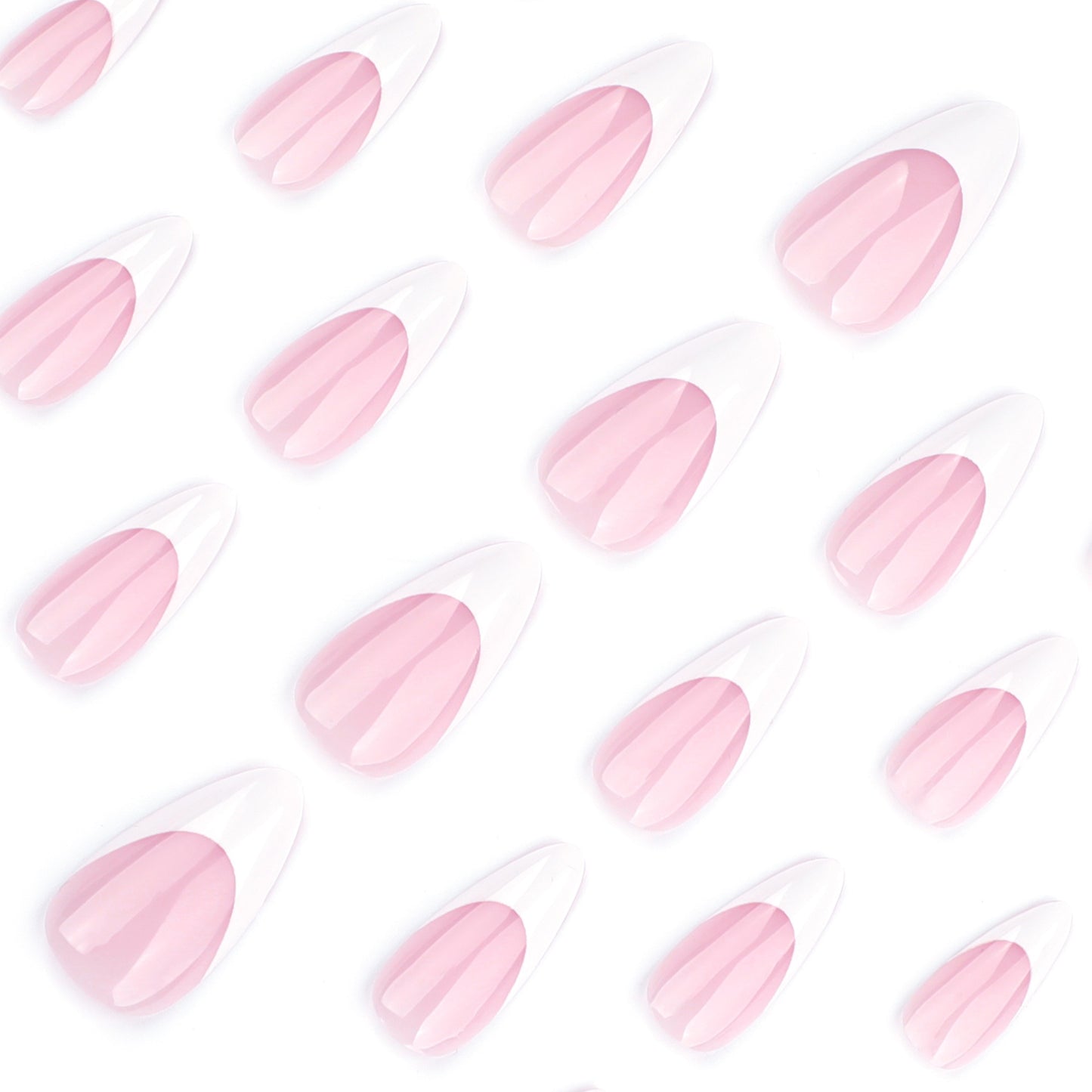 Nude Pink French Tip Press On Nails Almond Shape Glossy Classic White Tips Minimal Clean Girl Style Reusable Full Cover False Nails Kit Elegant Everyday Nails 103