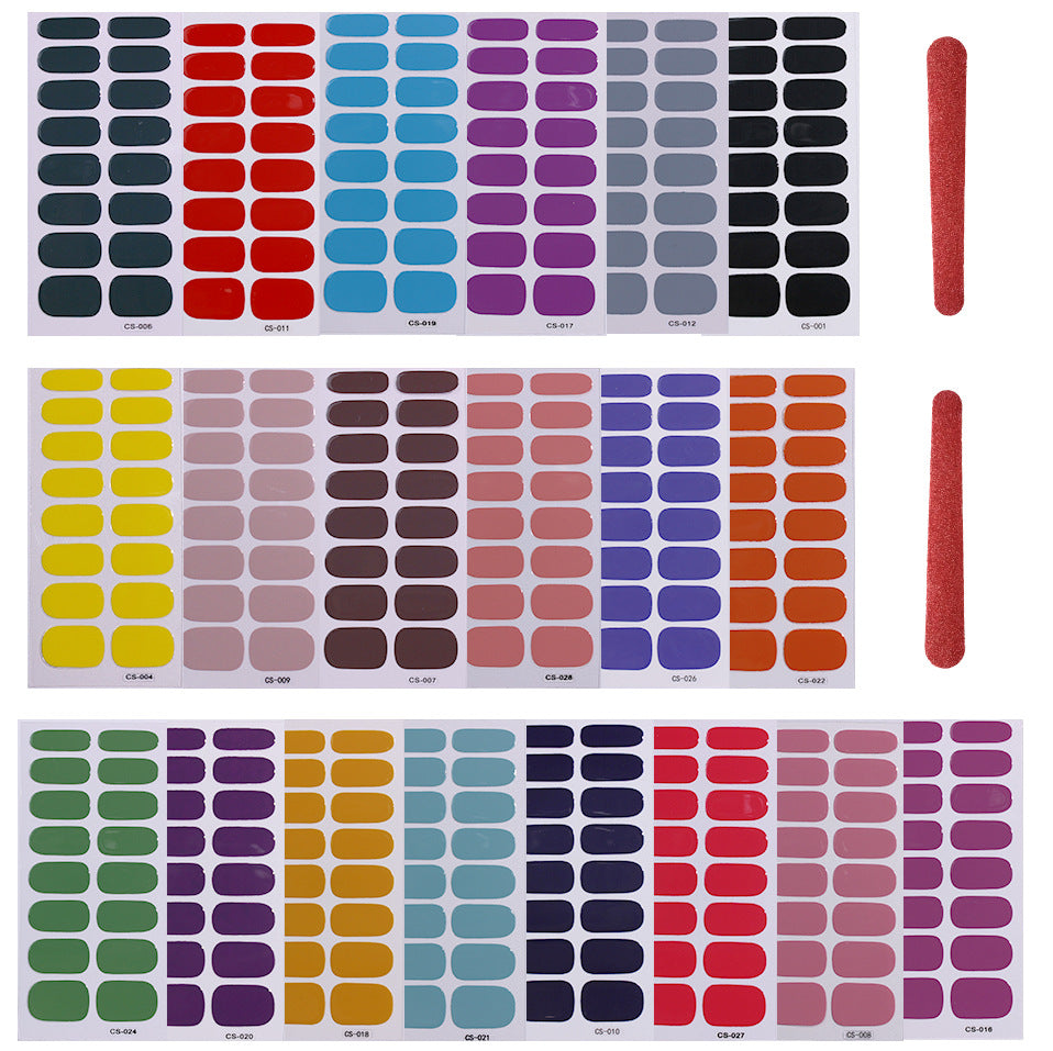 Solid Color Nail Wraps Press On Nail Stickers Multi Color DIY Glossy Nail Strips Full Cover Self Adhesive Nail Art Set 60