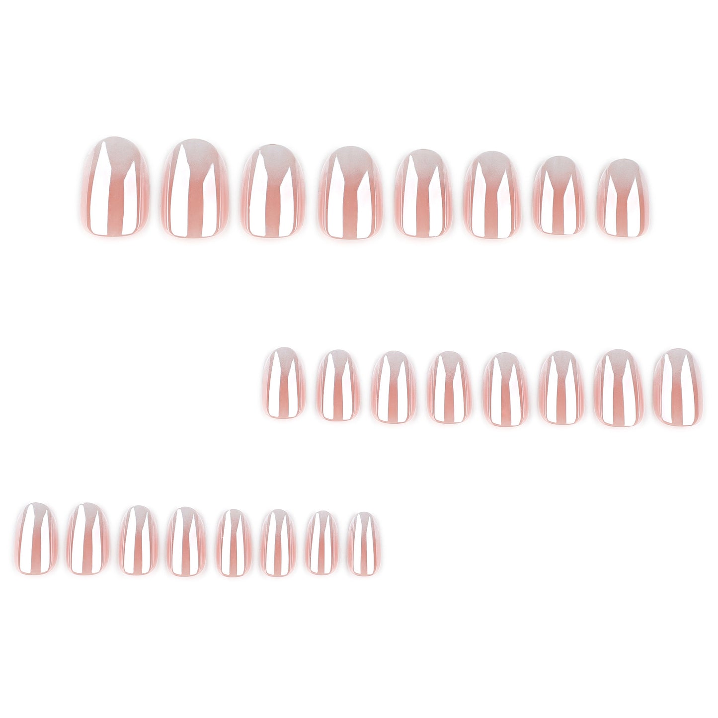 Nude Pink Gradient Press On Nails Glossy Natural Ombre Oval Shape Minimal Clean Girl Style Reusable Full Cover False Nails Kit Elegant Everyday Nails 107