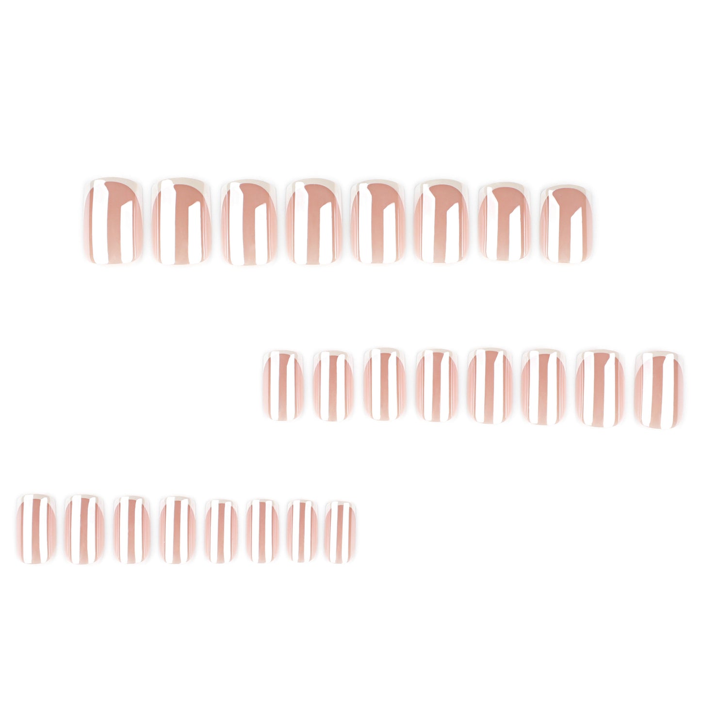 Nude French Tip Press On Nails Glossy Classic White Tips Natural Look Minimal Design Reusable Full Cover False Nails Kit Elegant Everyday Wear for Women 104
